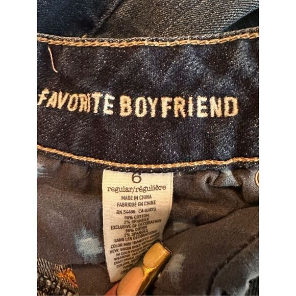 American Eagle Favorite Boyfriend Cut Off Bermuda Dark Blue Denim Shorts Size 6 - Picture 4 of 8